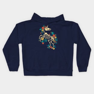 Flowered unicorn skeleton Kids Hoodie